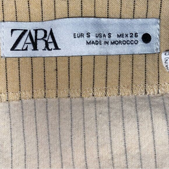 Zara Taupe ruched striped mini skirt size Small - Picture 10 of 11